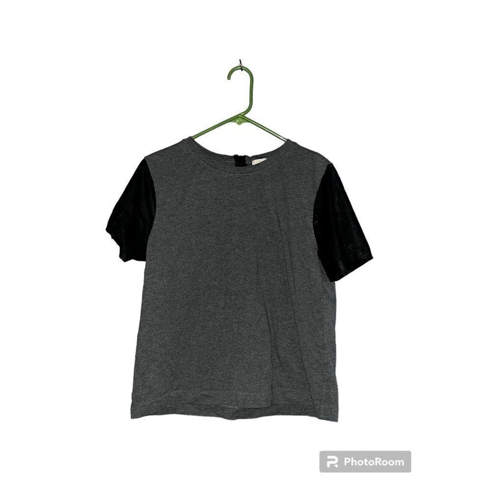 J Crew Leather and Cotton Contrast Shirt Blouse